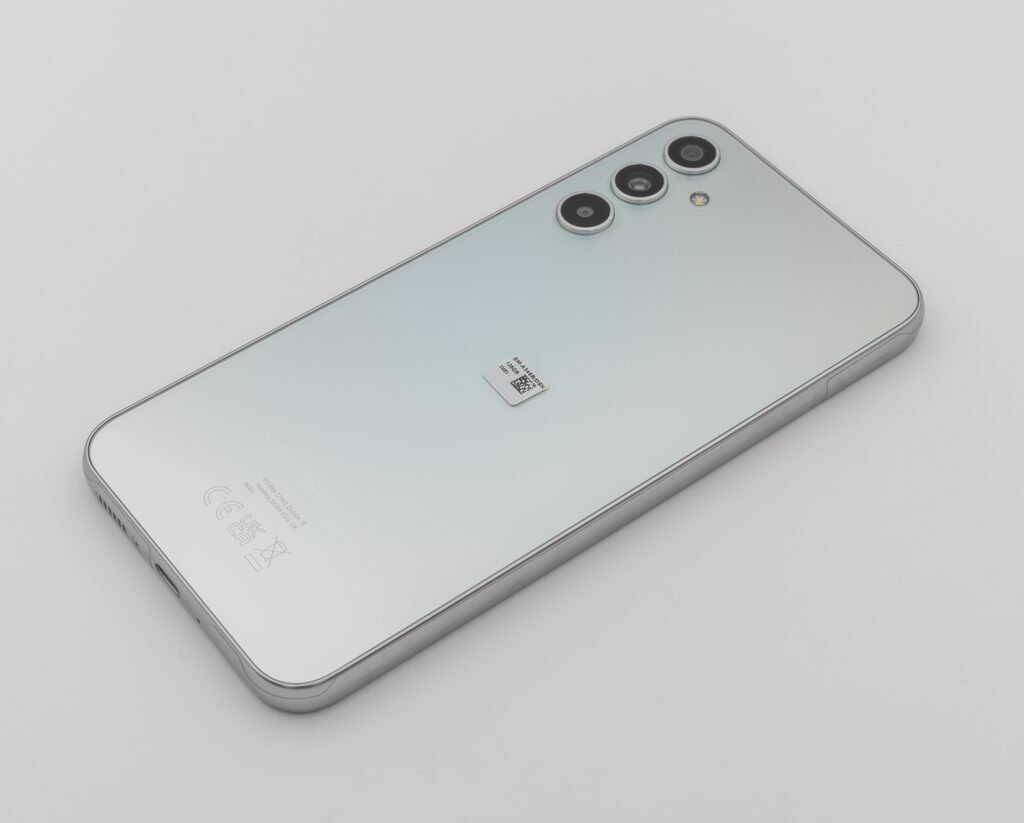 Back view of a Galaxy A34 on a table