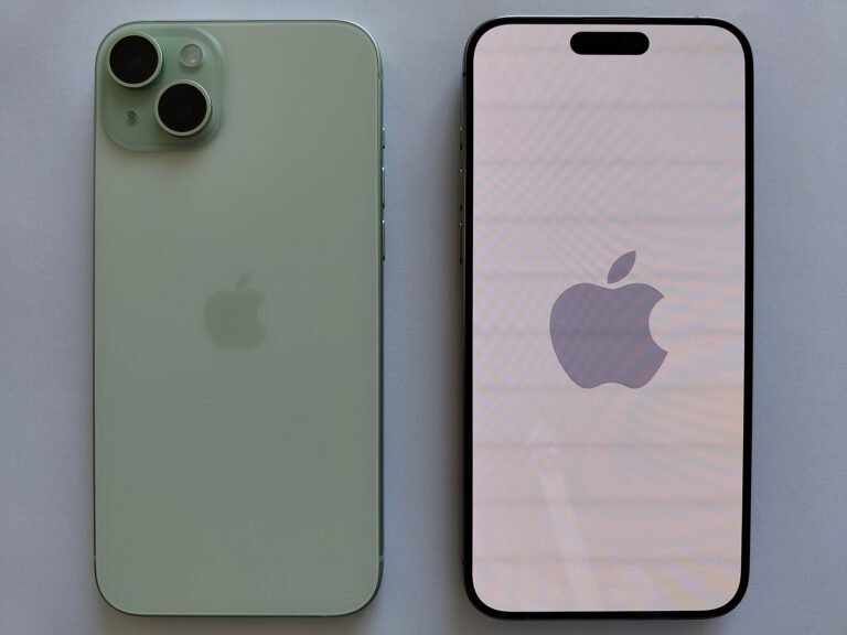 iPhone 15 Plus front and back views