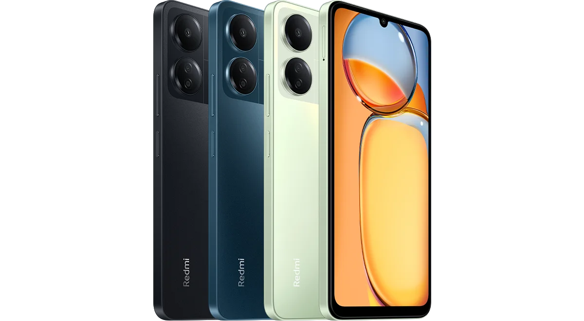 Redmi 13C in its many colors showing front and back