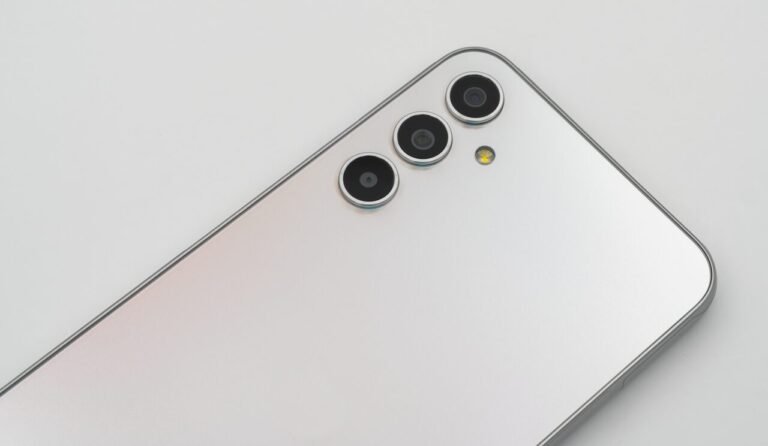 Samsung Galaxy A34 5G sobre mesa com visão traseira