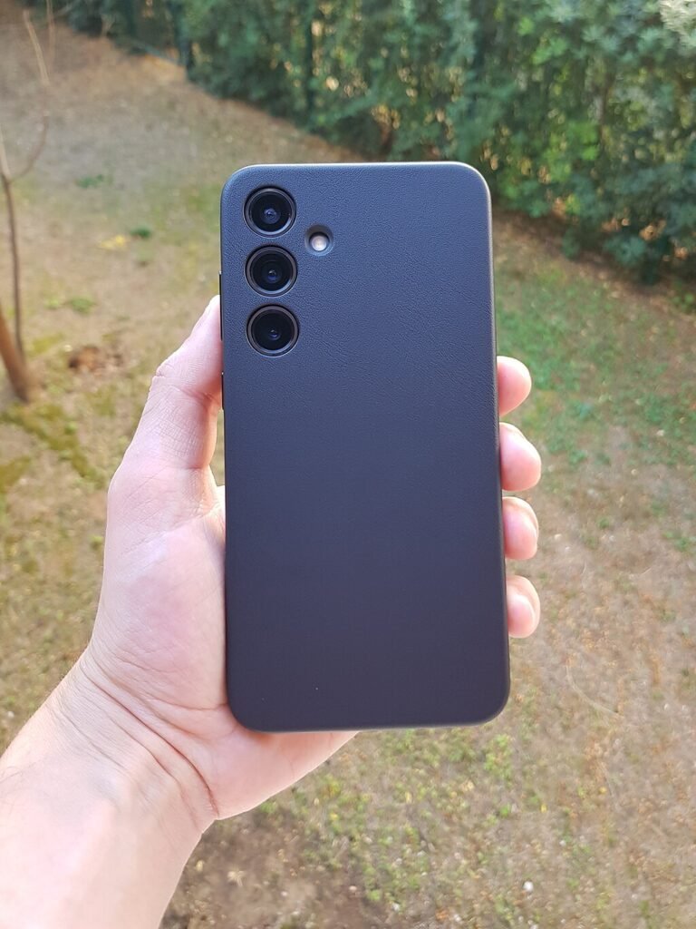 Samsung Galaxy S24+ back view on hands